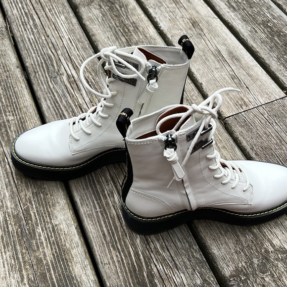 Diane von Furstenberg White Leather Combat Boots size 7 - Picture 5 of 9